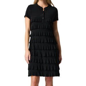 Joseph Ribkoff Black Tiered Ruffled T-Shirt Dress Size 4 NWT Style #211350